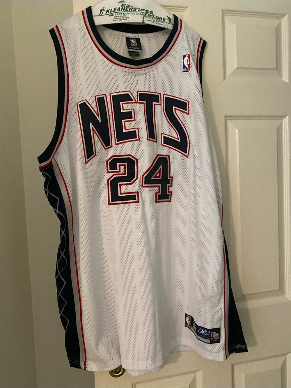 Richard Jefferson Reebok White Nets #24 Basketball Jersey with Navy and Red Trim